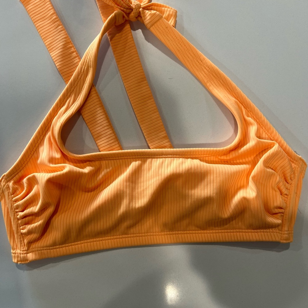 Cute orange ribbed bikini top